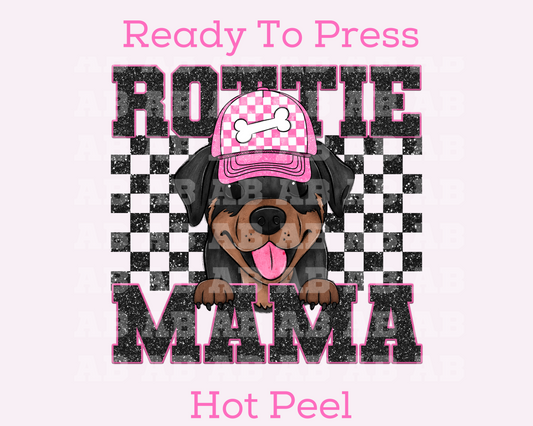 Rottie Mama (Black) Faux Sequins Faux Embroidery Mom DTF TRANSFER