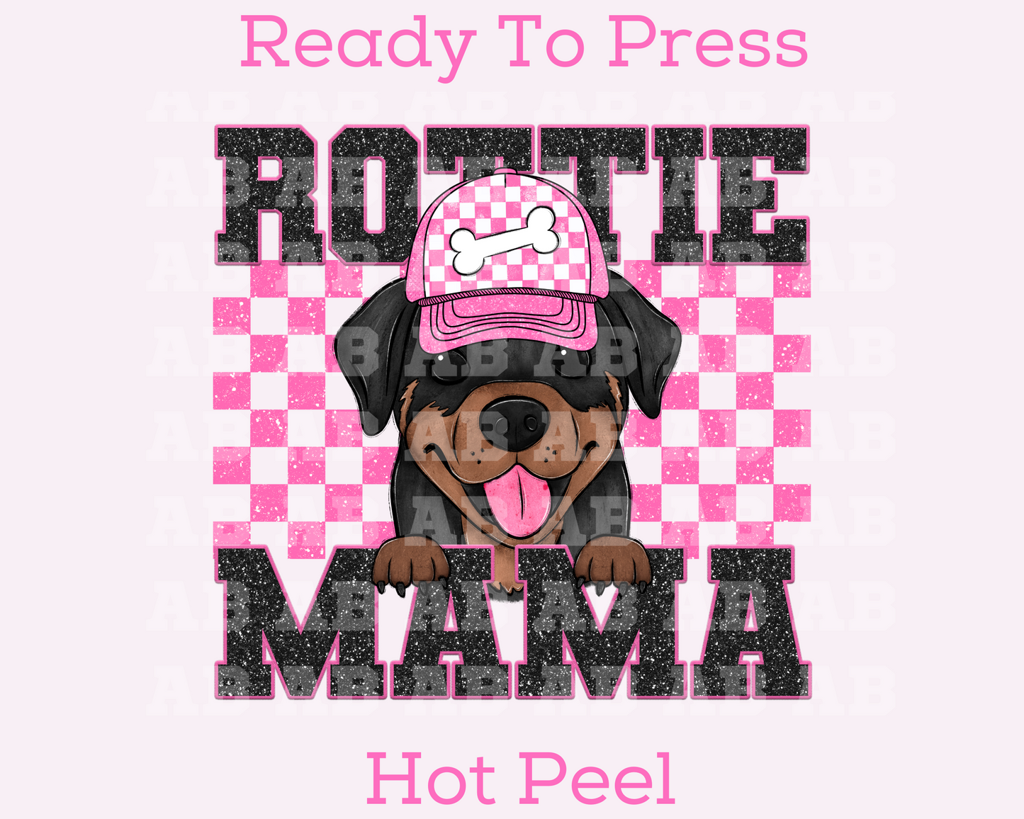 Rottie Mama (Pink) Faux Sequins Faux Embroidery Mom DTF TRANSFER