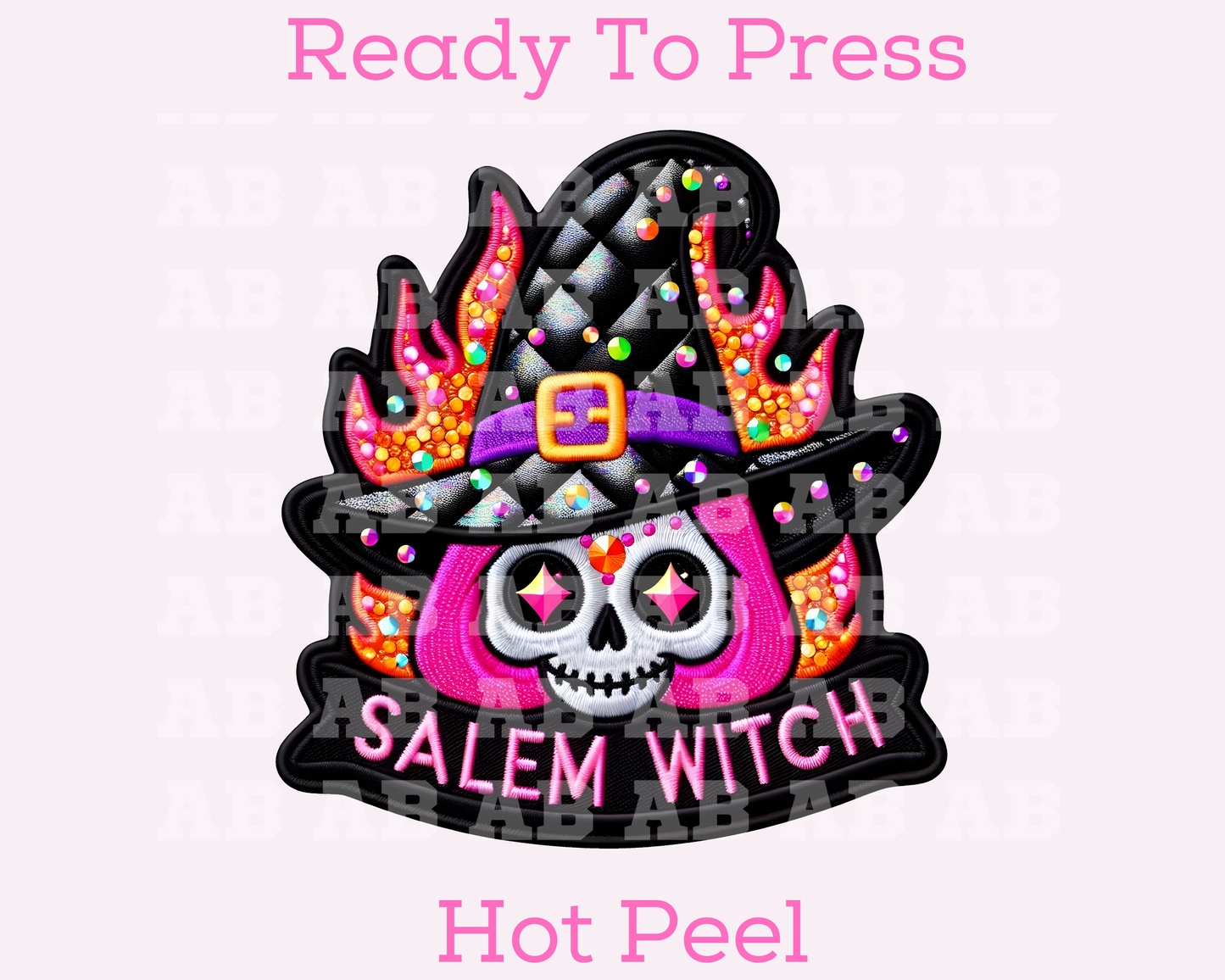 Faux Embroidery Salem Witch Halloween DTF TRANSFER