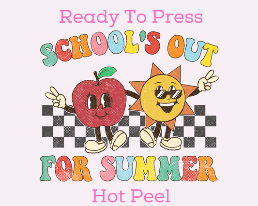 Retro School's Out For Summer Last Day of School DTF TRANSFER or UV DTF STICKER DECAL