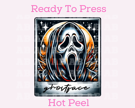 Ghostface Polaroid Halloween DTF TRANSFER or UV DTF STICKER