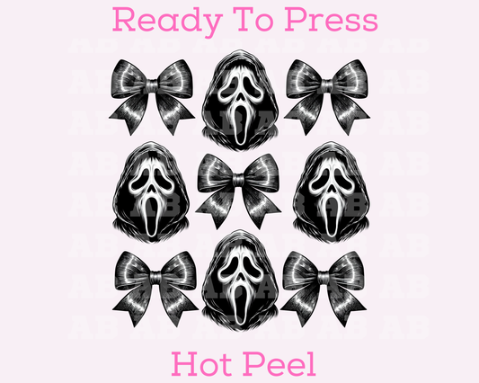 Coquette Bow Ghostface Collage Halloween DTF TRANSFER or UV DTF STICKER