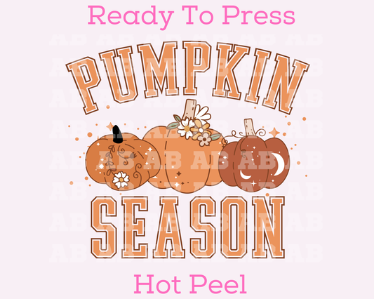 Varsity Pumpkin Season Fall DTF TRANSFER or UV DTF STICKER DECAL