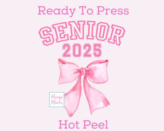 Senior (Varsity) 2025 Pink Coquette Bow Graduation DTF TRANSFER