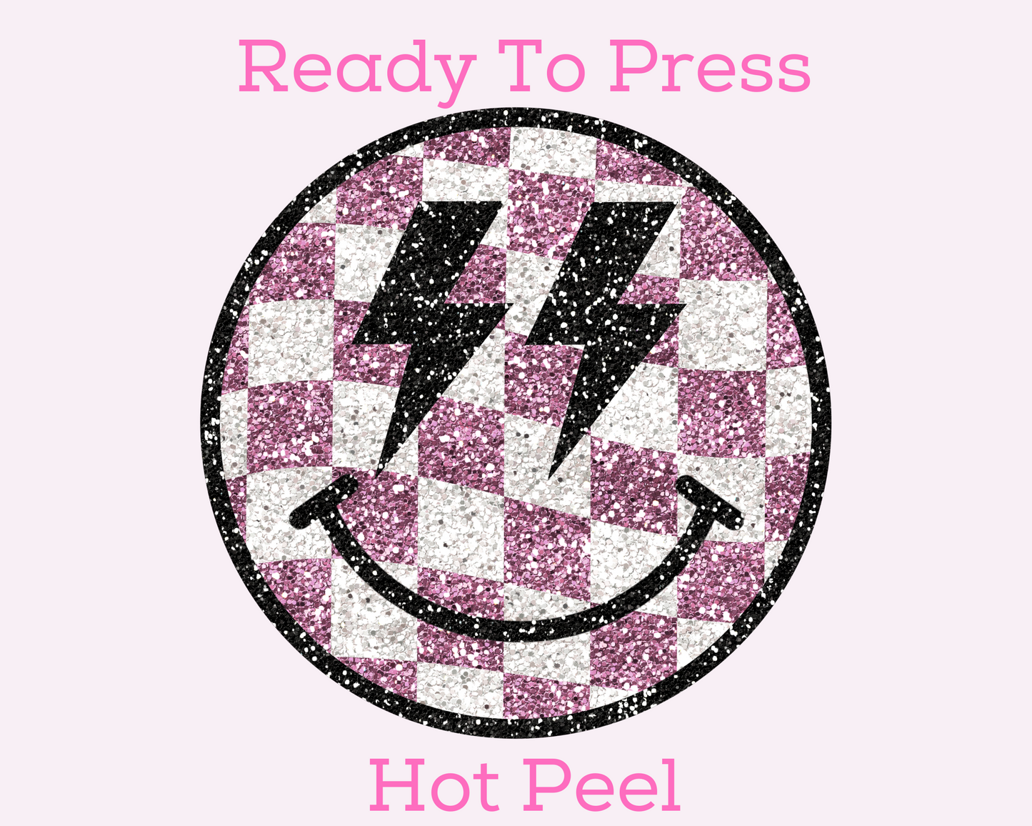Sequins Smiles (Pink Checkered) DTF TRANSFER