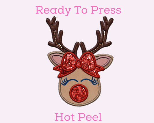 Faux Sequins Girl Rudolph DTF TRANSFER