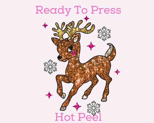 Faux Sequins Reindeer DTF TRANSFER or UV DTF STICKER