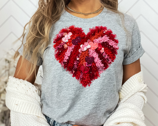 Faux Sequins Heart Valentine's Day DTF TRANSFER or UV DTF STICKER