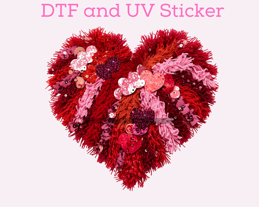 Faux Sequins Heart Valentine's Day DTF TRANSFER or UV DTF STICKER