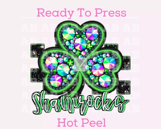 Checkered Shamrocks Faux Embroidery St. Patrick's Day School Mascot DTF TRANSFER