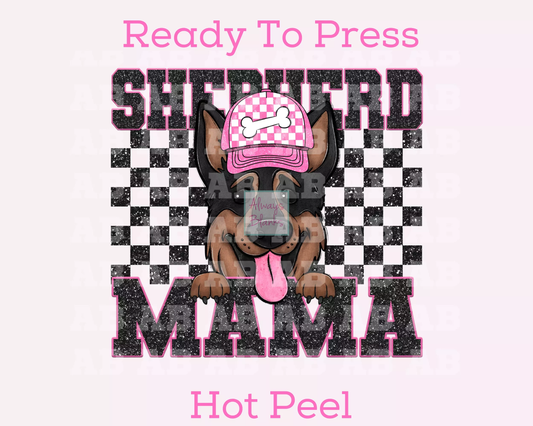 Shepherd Mama (Black) Faux Sequins Faux Embroidery Mom DTF TRANSFER or UV DTF STICKER DECAL