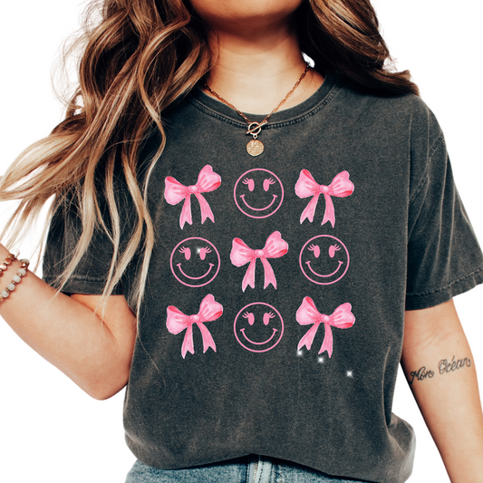 Smiley Faces & Bows Coquette DTF TRANSFER