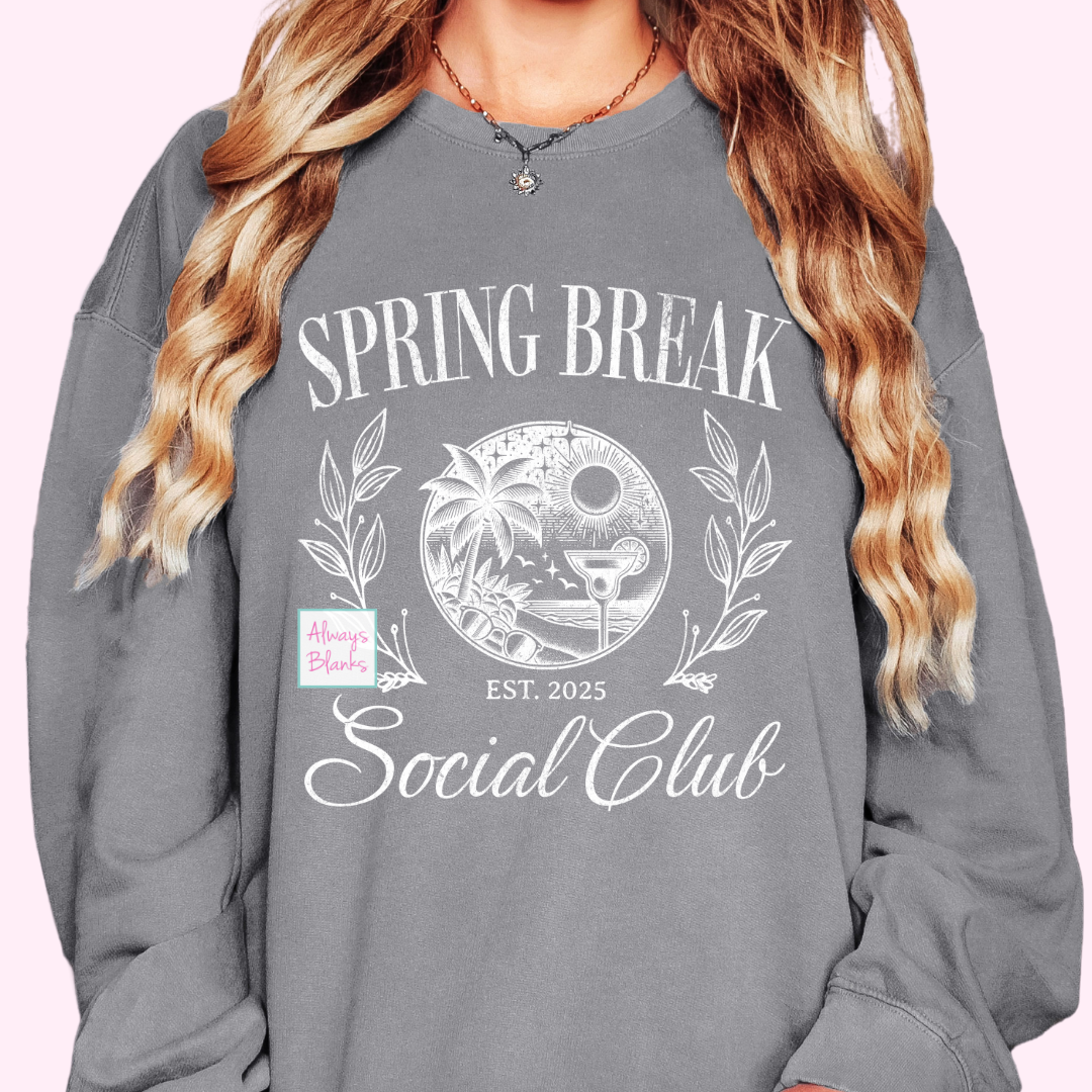 Spring Break Social Club White (Distressed) Spring Break DTF TRANSFER