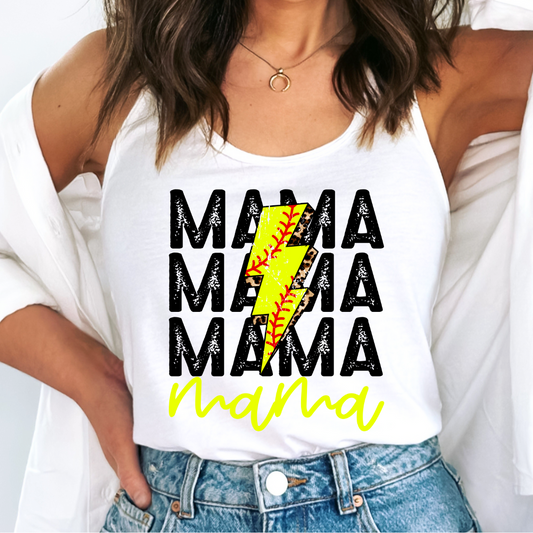 Softball Mama (Distressed) Softball Mom DTF TRANSFER or UV DTF STICKER DECAL