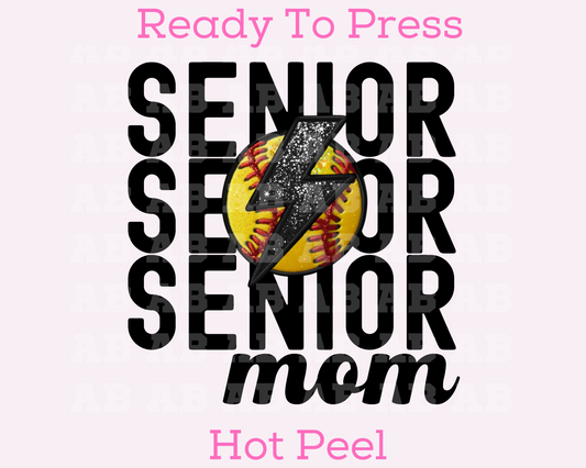 Senior Softball Mom (Faux Embroidery) Mom Softball DTF TRANSFER or UV DTF STICKER DECAL