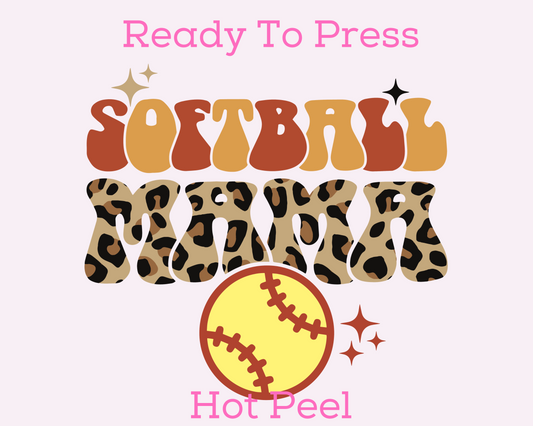 Leopard Print Softball Mama DTF TRANSFER or UV DTF STICKER DECAL or UV DTF STICKER DECAL