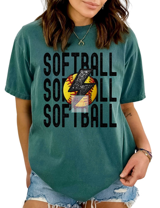 Softball Lightning Bolt DTF TRANSFER or UV DTF STICKER DECAL