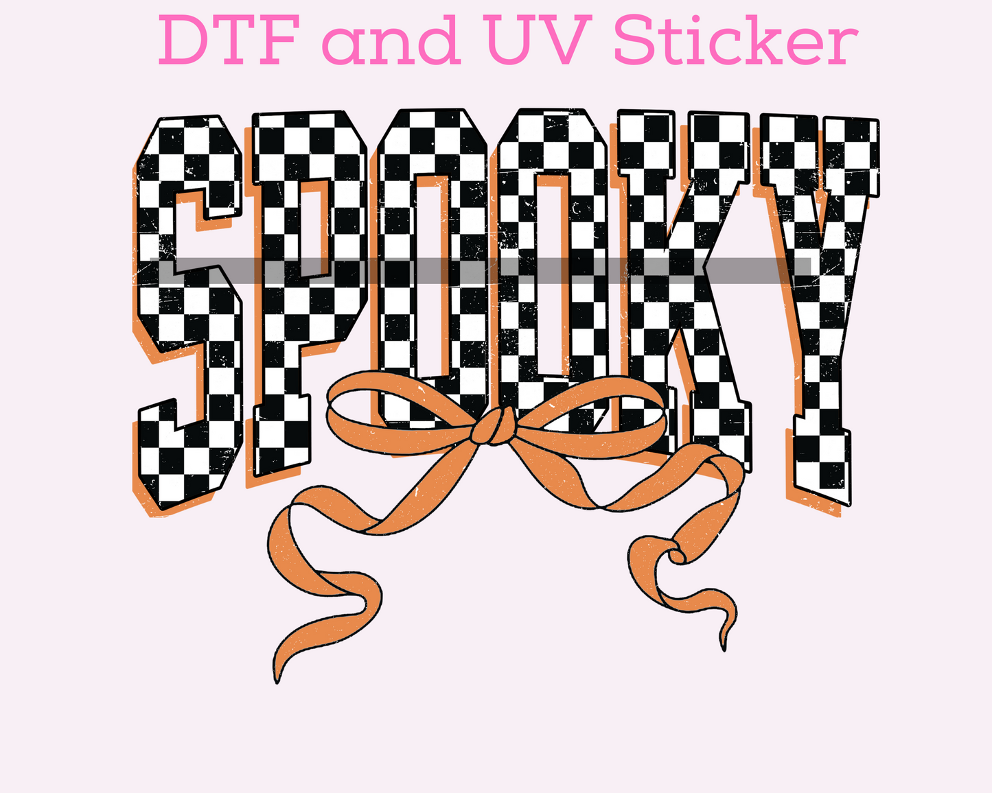 Spooky Checkered Coquette Bows Halloween DTF TRANSFER or UV DTF STICKER