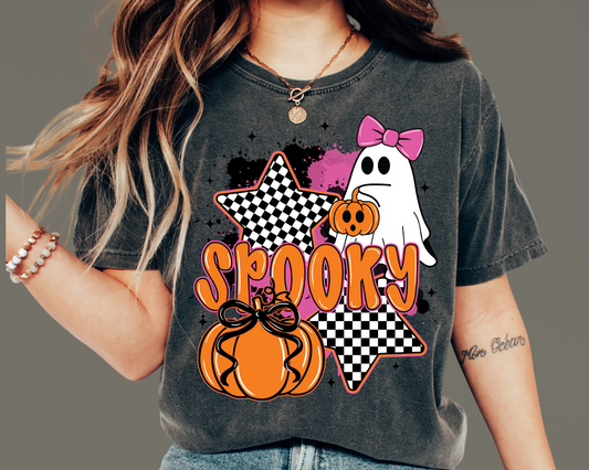 Girlie Spooky Ghost Collage with Bow Halloween DTF TRANSFER or UV DTF STICKER