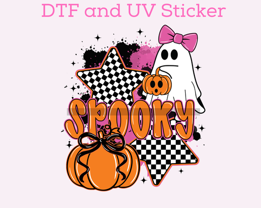 Girlie Spooky Ghost Collage with Bow Halloween DTF TRANSFER or UV DTF STICKER