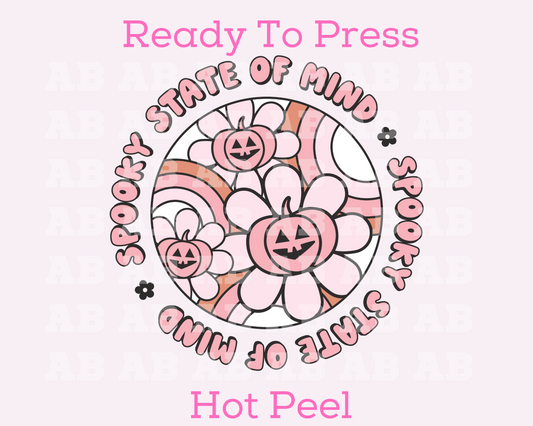 Spooky State Of Mind (Pink) Halloween DTF TRANSFER or UV DTF STICKER DECAL