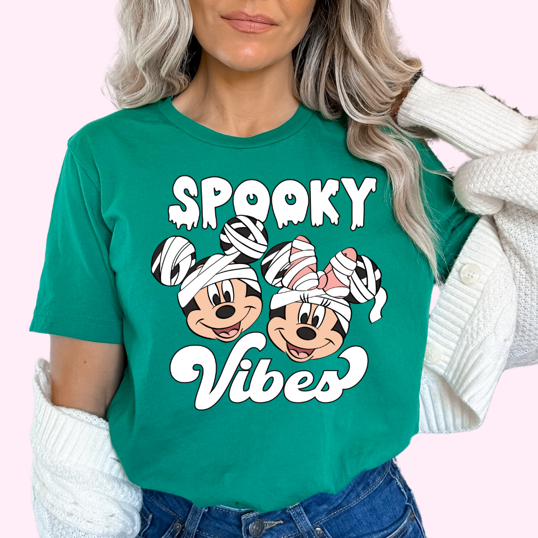 Mickey And Minnie Spooky Mummy Vibes Disney Halloween DTF TRANSFER or UV DTF STICKER