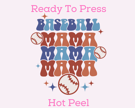 Stacked Baseball Mama DTF TRANSFER or UV DTF STICKER