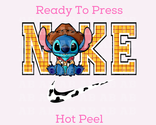 Swoosh, Stitch Dressed As Woody Trendy Disney DTF TRANSFER DTF TRANSFER or UV DTF STICKER