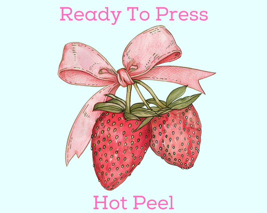 Coquette Bow Strawberries Coquette DTF TRANSFER or UV DTF STICKER DECAL