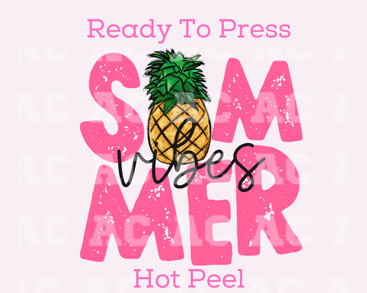 Pineapple Summer Vibes (Distressed) DTF TRANSFER