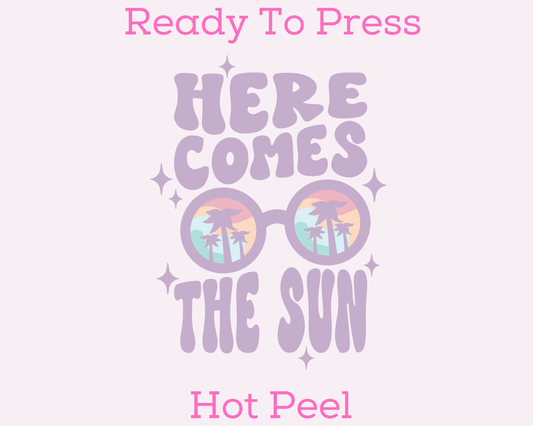 Here Comes The Sun Purple Summer DTF TRANSFER or UV DTF STICKER