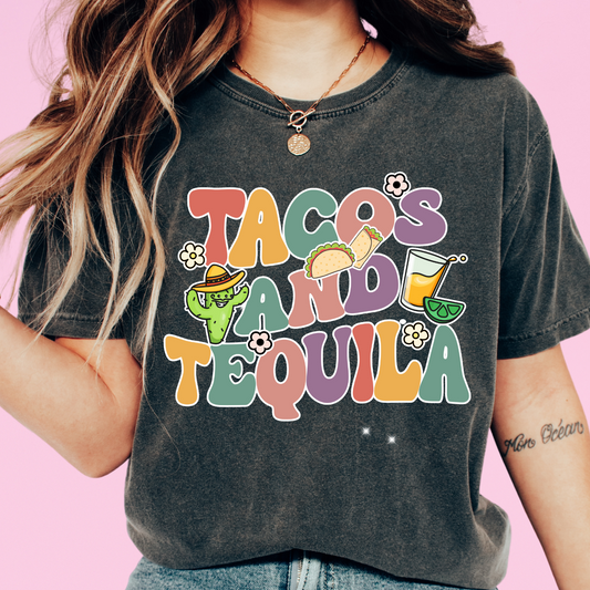 Tacos & Tequilla Cinco De Mayo DTF TRANSFER or UV DTF STICKER