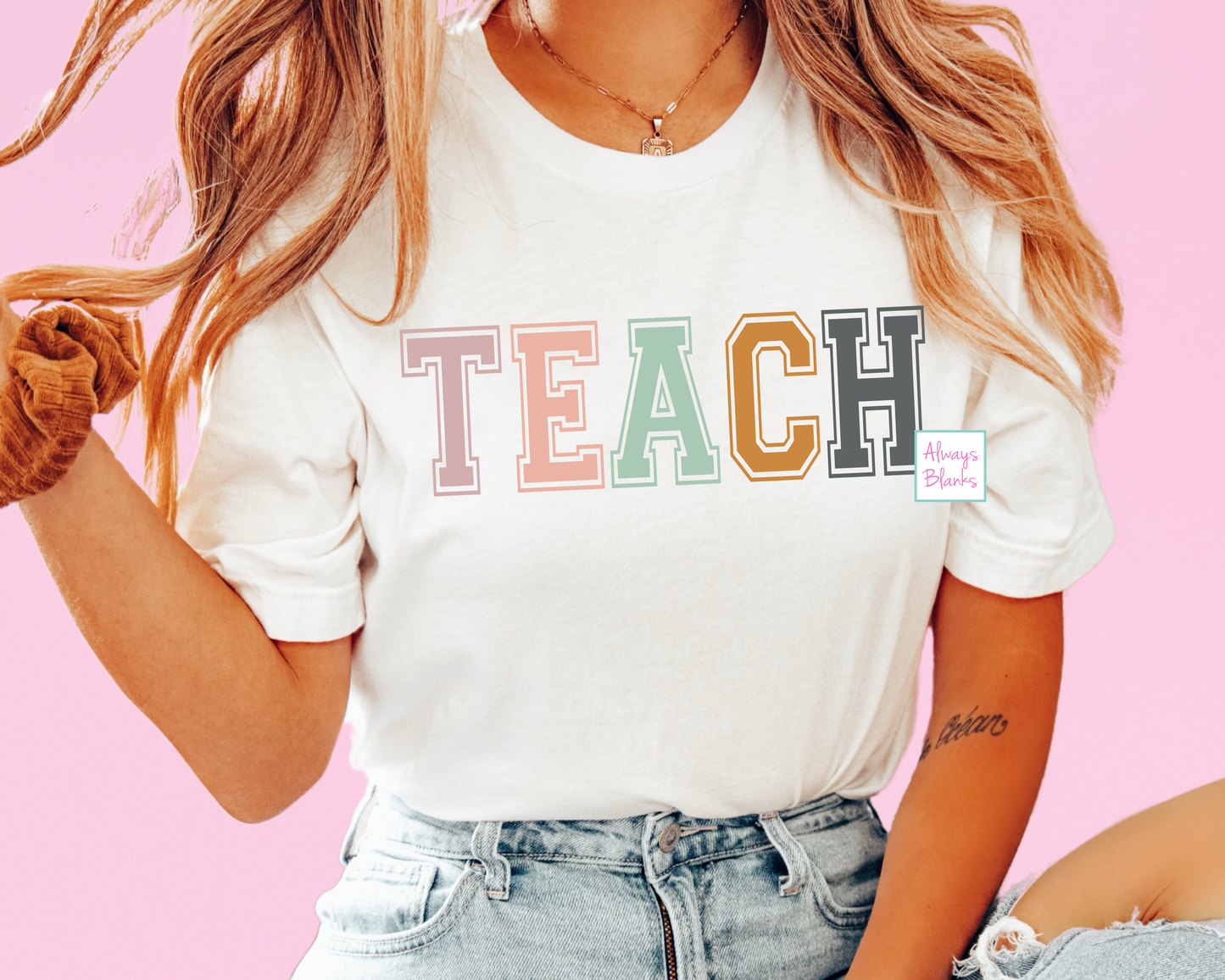 Teach in Varsity Letters DTF TRANSFER or UV DTF STICKER DECAL