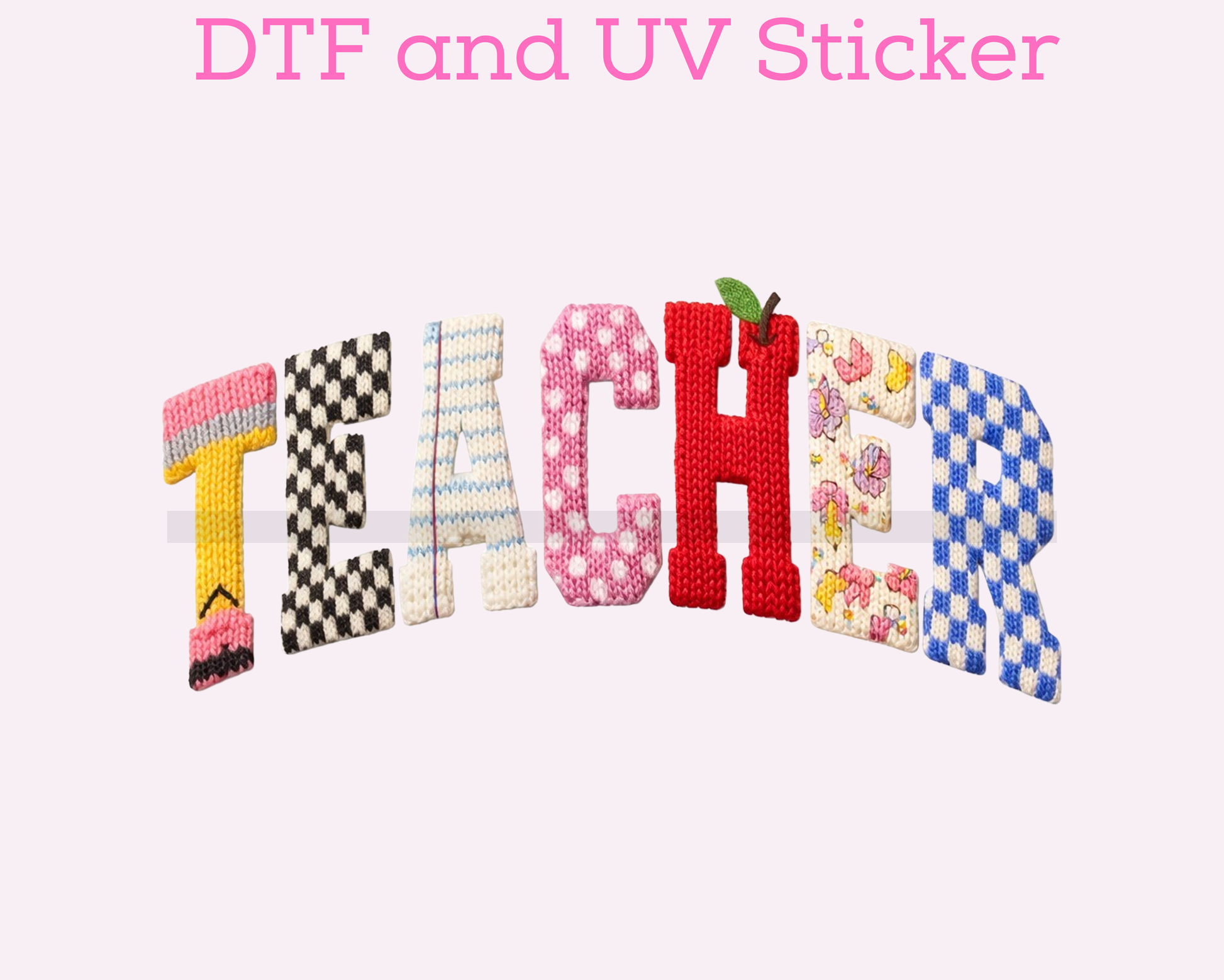 Teacher Faux Yarn DTF TRANSFER or UV DTF STICKER DECAL