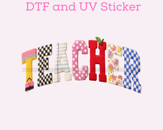 Teacher Faux Yarn DTF TRANSFER or UV DTF STICKER DECAL