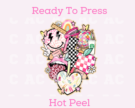 Retro Teacher Collage DTF TRANSFER or UV DTF STICKER DECAL