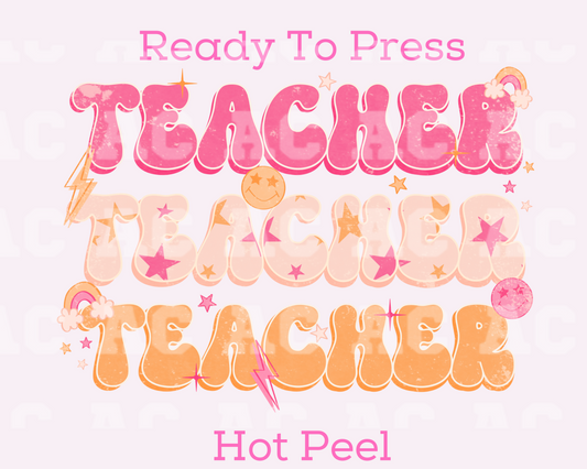 Teacher Groovy DTF TRANSFER or UV DTF STICKER DECAL