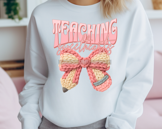 Teaching Sweethearts Faux Yarn Valentines Day Love DTF TRANSFER