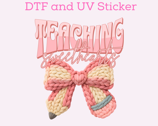 Teaching Sweethearts Faux Yarn Valentines Day Love DTF TRANSFER