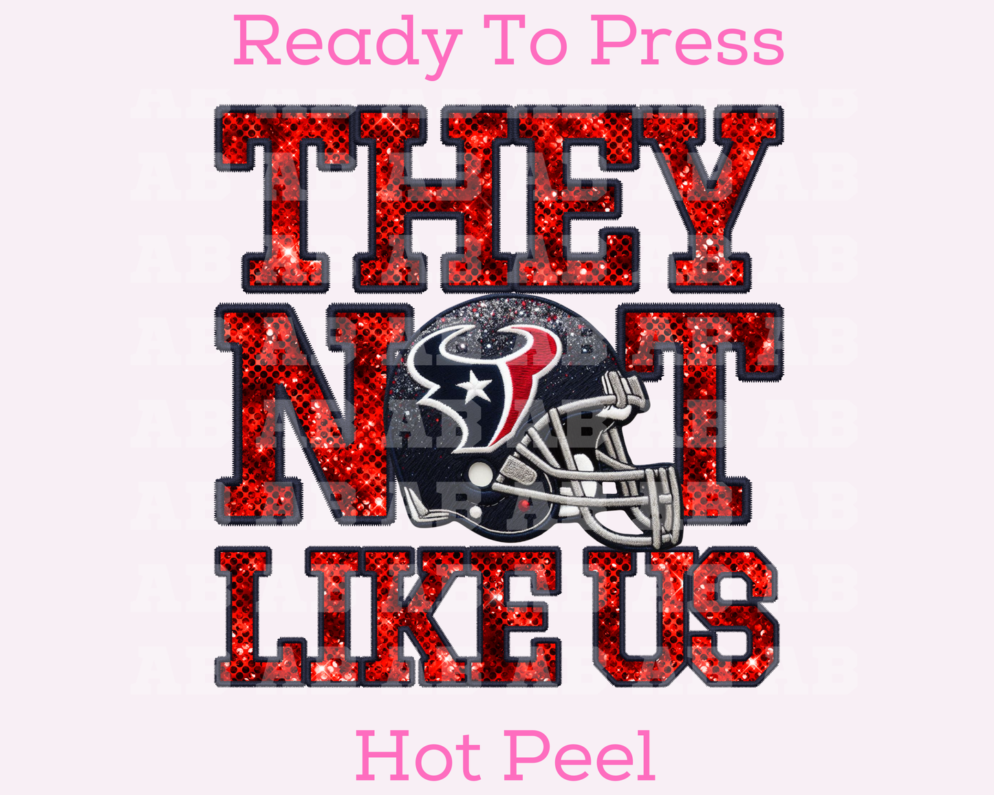 Texans They Not Like Us (Faux Embroidery) (Faux Sequins) Football DTF TRANSFER