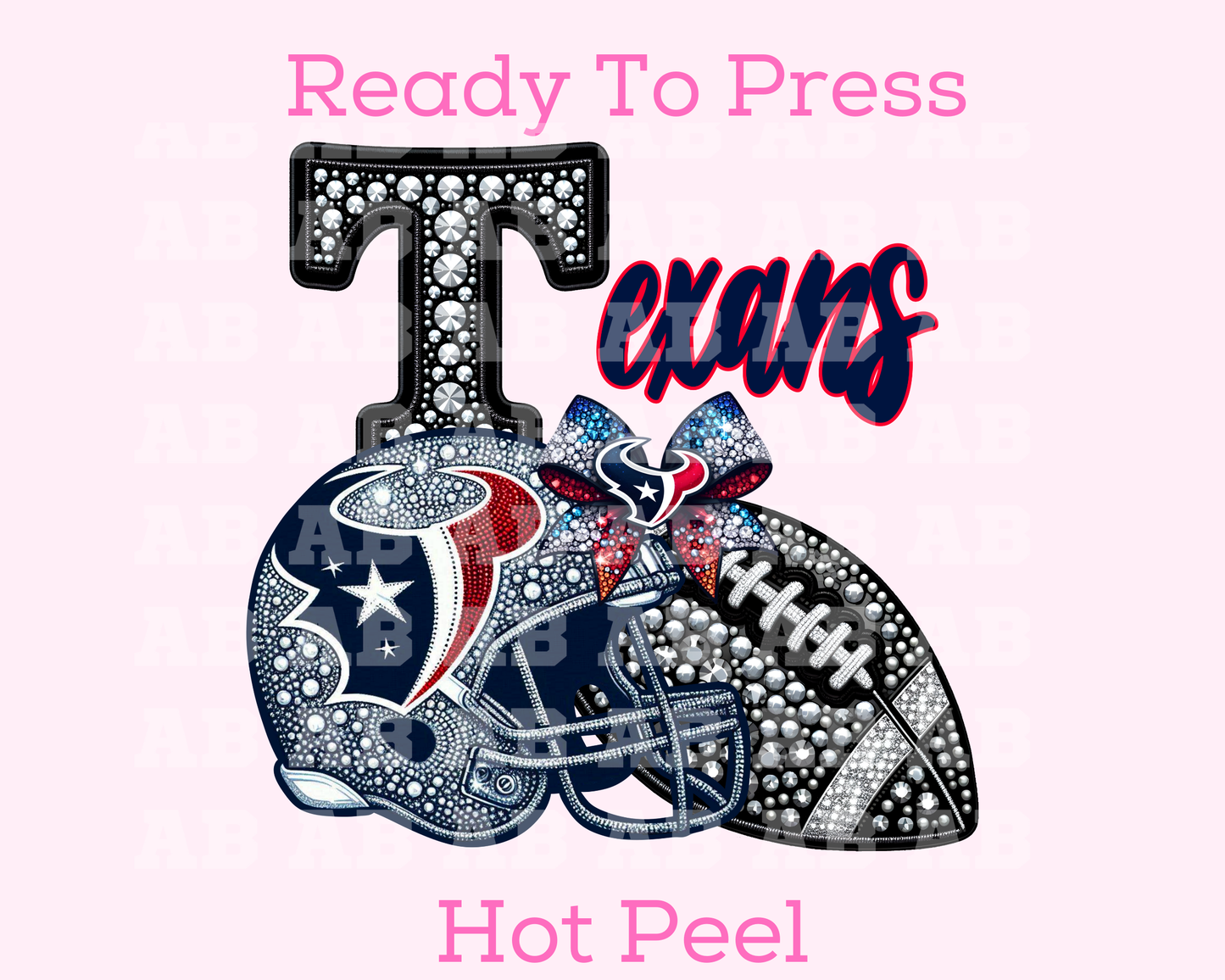 Texans Faux Sequins Faux Embroidery Football DTF TRANSFER