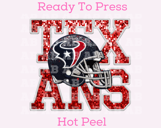 NFL Texans Faux Sequins Faux Embroidery Football DTF TRANSFER