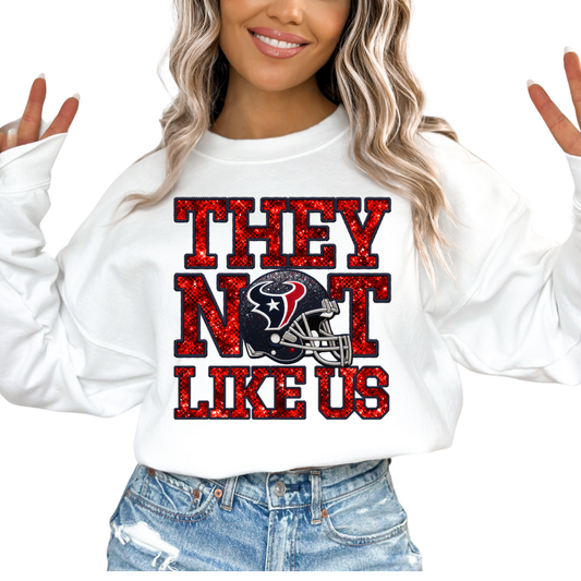 Texans They Not Like Us (Faux Embroidery) (Faux Sequins) Football DTF TRANSFER