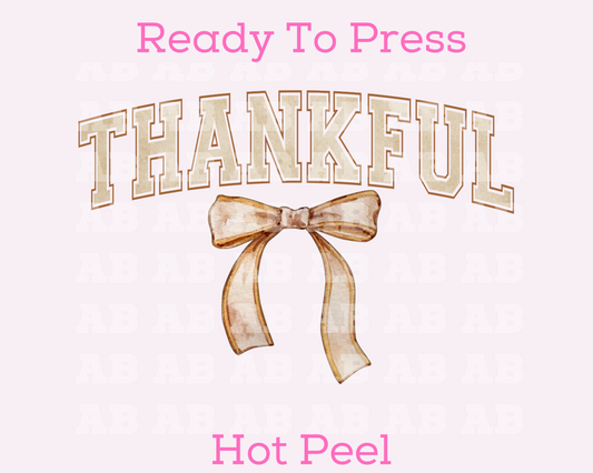 Coquette Bow Varsity Thankful Thanksgiving DTF TRANSFER or UV DTF STICKER