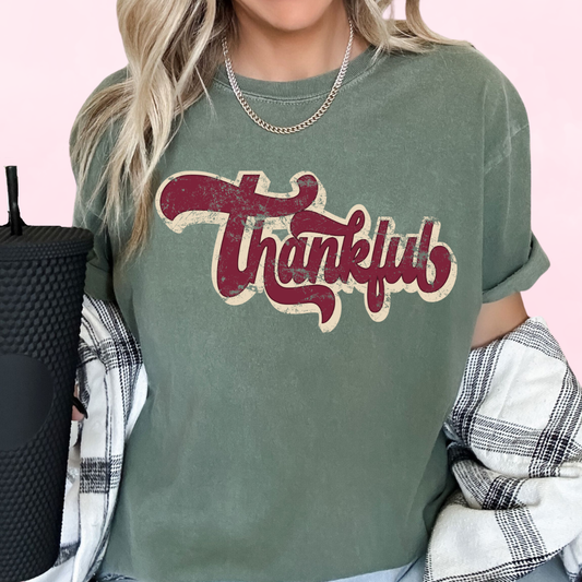 Retro Thankful Distressed Thanksgiving DTF TRANSFER