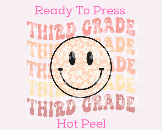Third Grade Smiley 3d Grade DTF TRANSFER or UV DTF STICKER