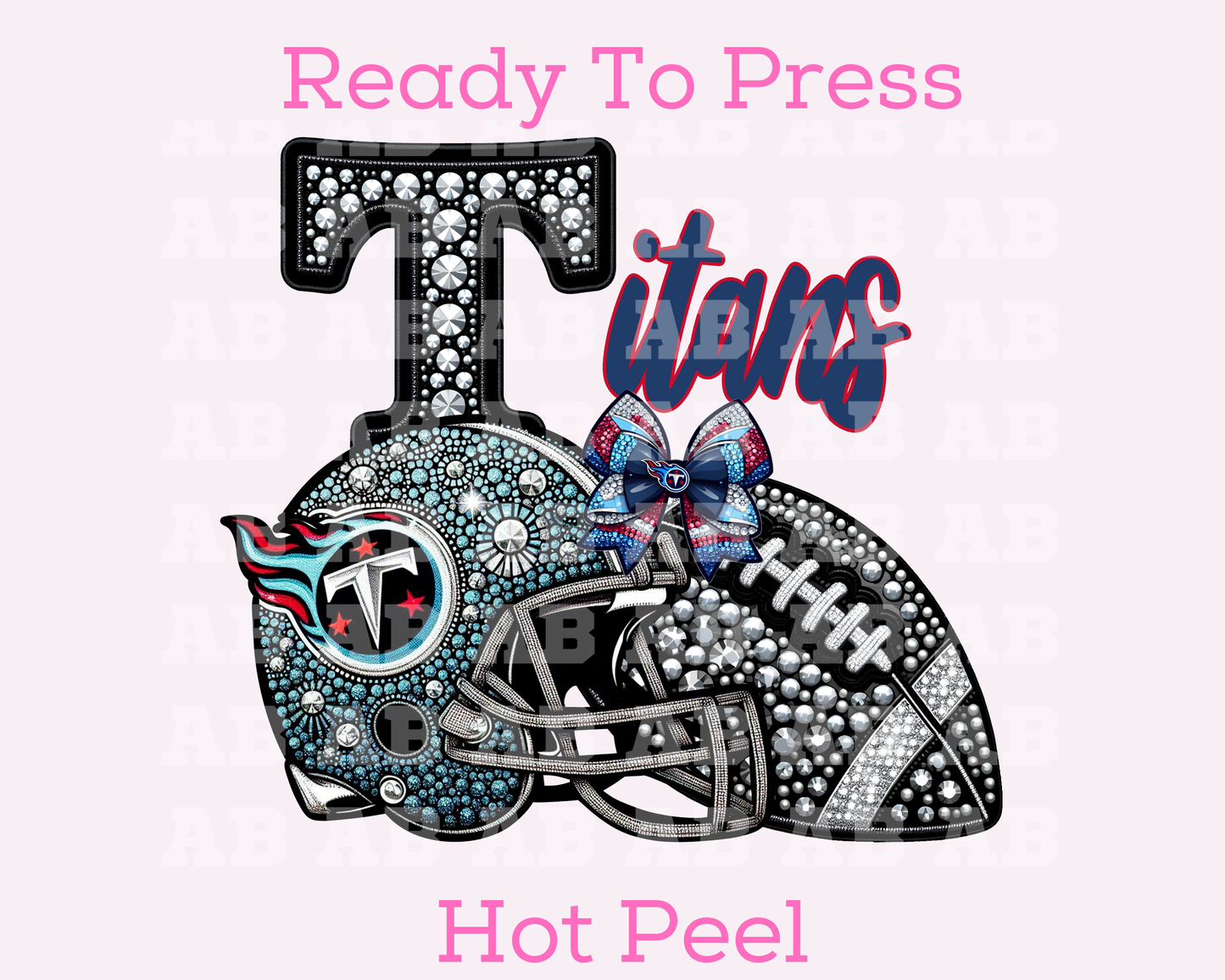 Titans Faux Sequins Faux Embroidery Football DTF TRANSFER