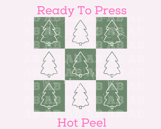 Christmas Tree Checkers (Distressed) Christmas DTF TRANSFER