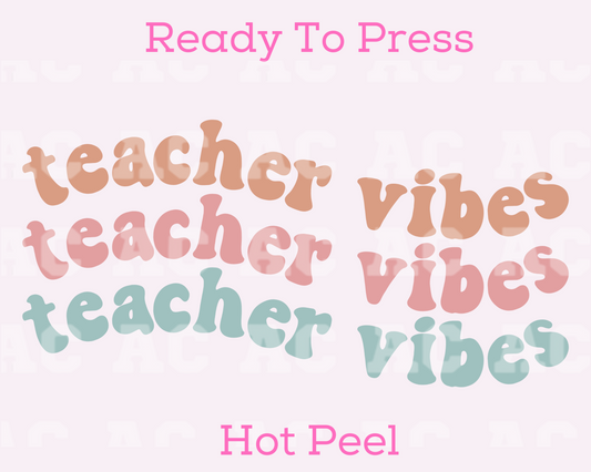 Teacher Vibes DTF TRANSFER or UV DTF STICKER DECAL