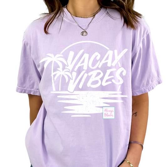 Vacay Vibes Beach White (Distressed) Spring Break Summer DTF TRANSFER